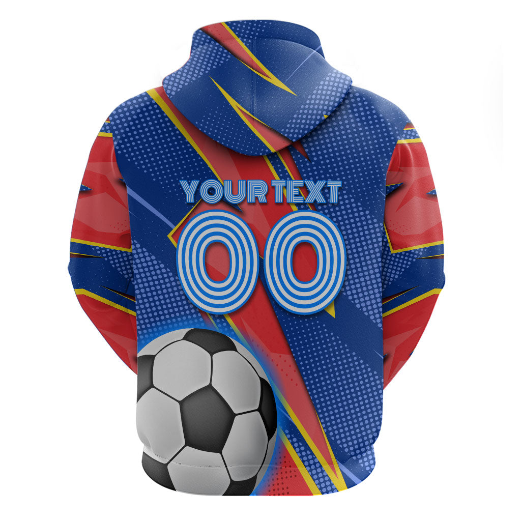 Personalized DR Congo Football Leopard GOAL Zip Hoodie Congolese Football Champion - Dynamic Halftone Soccer Style