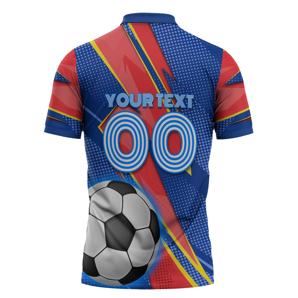 Personalized DR Congo Football Leopard GOAL Zipper Polo Shirt Congolese Football Champion - Dynamic Halftone Soccer Style