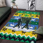 Gabon Christmas Area Rug Black Panthers Carrying Tree and Snowflake - African Pride