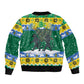 Gabon Christmas Bomber Jacket Black Panthers Carrying Tree and Snowflake - African Pride
