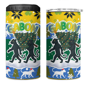 Gabon Christmas 4 in 1 Can Cooler Tumbler Black Panthers Carrying Tree and Snowflake - African Pride