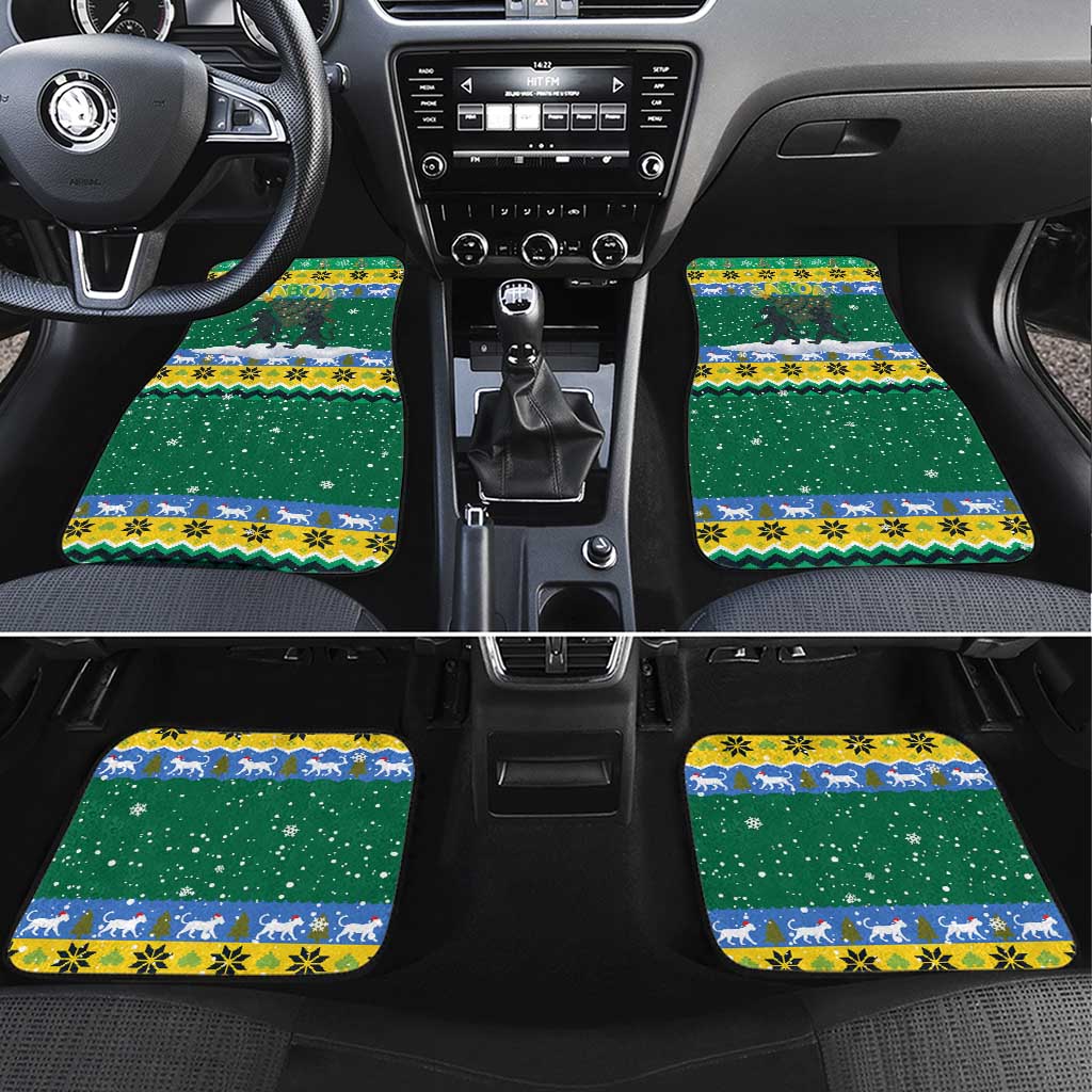 Gabon Christmas Car Mats Black Panthers Carrying Tree and Snowflake - African Pride