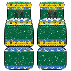 Gabon Christmas Car Mats Black Panthers Carrying Tree and Snowflake - African Pride
