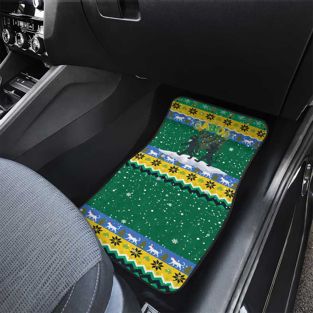Gabon Christmas Car Mats Black Panthers Carrying Tree and Snowflake - African Pride