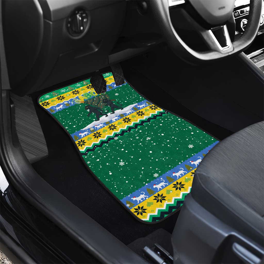 Gabon Christmas Car Mats Black Panthers Carrying Tree and Snowflake - African Pride