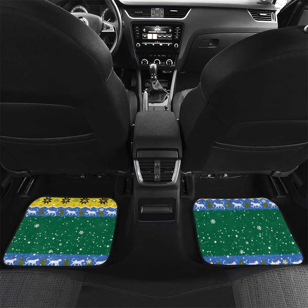 Gabon Christmas Car Mats Black Panthers Carrying Tree and Snowflake - African Pride