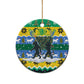 Gabon Christmas Ceramic Ornament Black Panthers Carrying Tree and Snowflake - African Pride