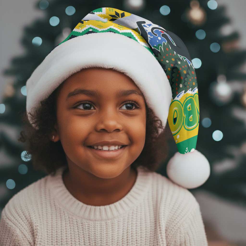 Gabon Christmas Santa Hat Black Panthers Carrying Tree and Snowflake - African Pride