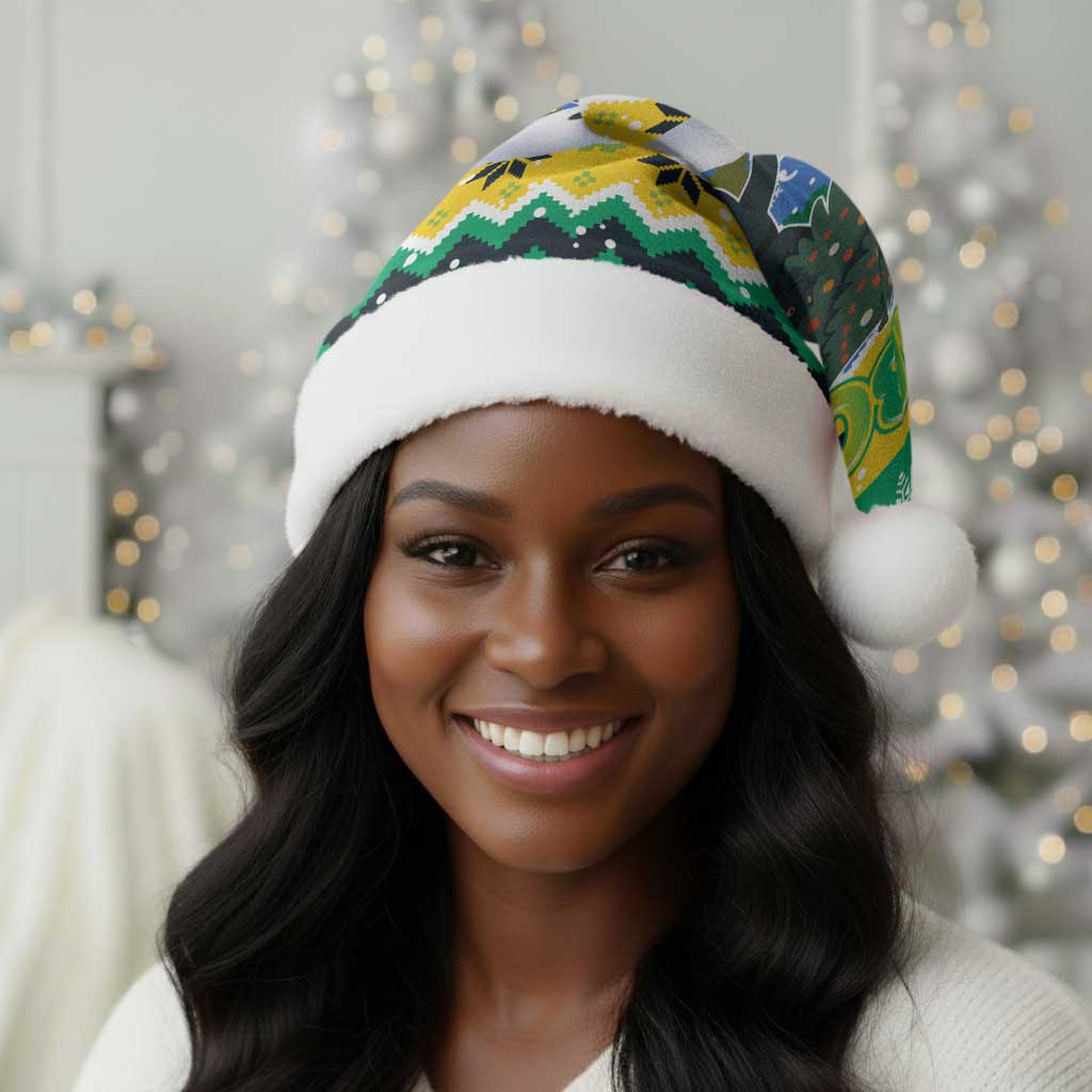 Gabon Christmas Santa Hat Black Panthers Carrying Tree and Snowflake - African Pride