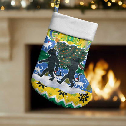 Gabon Christmas Stocking Black Panthers Carrying Tree and Snowflake - African Pride
