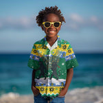 Gabon Christmas Kid Hawaiian Shirt Black Panthers Carrying Tree and Snowflake - African Pride