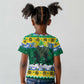 Gabon Christmas Kid T shirt Black Panthers Carrying Tree and Snowflake - African Pride