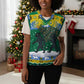 Gabon Christmas Knitted V-Neck Vest Black Panthers Carrying Tree and Snowflake - African Pride