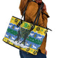 Gabon Christmas Leather Tote Bag Black Panthers Carrying Tree and Snowflake - African Pride
