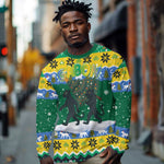 Gabon Christmas Long Sleeve Shirt Black Panthers Carrying Tree and Snowflake - African Pride