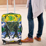 Gabon Christmas Luggage Cover Black Panthers Carrying Tree and Snowflake - African Pride