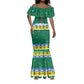 Gabon Christmas Mermaid Dress Black Panthers Carrying Tree and Snowflake - African Pride