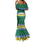 Gabon Christmas Mermaid Dress Black Panthers Carrying Tree and Snowflake - African Pride
