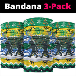 Gabon Christmas Neck Gaiter Black Panthers Carrying Tree and Snowflake - African Pride