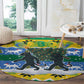 Gabon Christmas Round Carpet Black Panthers Carrying Tree and Snowflake - African Pride