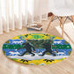 Gabon Christmas Round Carpet Black Panthers Carrying Tree and Snowflake - African Pride