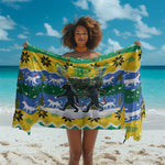 Gabon Christmas Sarong Black Panthers Carrying Tree and Snowflake - African Pride