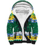 Gabon Christmas Sherpa Hoodie Black Panthers Carrying Tree and Snowflake - African Pride