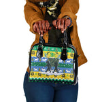 Gabon Christmas Shoulder Handbag Black Panthers Carrying Tree and Snowflake - African Pride