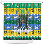 Gabon Christmas Shower Curtain Black Panthers Carrying Tree and Snowflake - African Pride
