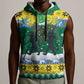 Gabon Christmas Sleeveless Hoodie Black Panthers Carrying Tree and Snowflake - African Pride
