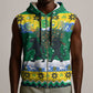Gabon Christmas Sleeveless Zip Hoodie Black Panthers Carrying Tree and Snowflake - African Pride