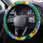 Gabon Christmas Steering Wheel Cover Black Panthers Carrying Tree and Snowflake - African Pride