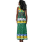 Gabon Christmas Tank Maxi Dress Black Panthers Carrying Tree and Snowflake - African Pride