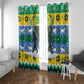 Gabon Christmas Window Curtain Black Panthers Carrying Tree and Snowflake - African Pride