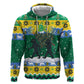 Gabon Christmas Zip Hoodie Black Panthers Carrying Tree and Snowflake - African Pride