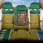 Gabon Christmas Back Car Seat Cover Pixel Art Elephant Santa Christmas Tree and Flag - African Pride