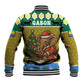 Gabon Christmas Baseball Jacket Pixel Art Elephant Santa Christmas Tree and Flag - African Pride