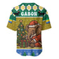 Gabon Christmas Baseball Jersey Pixel Art Elephant Santa Christmas Tree and Flag - African Pride