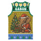 Gabon Christmas Basketball Jersey Pixel Art Elephant Santa Christmas Tree and Flag - African Pride