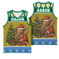 Gabon Christmas Basketball Jersey Pixel Art Elephant Santa Christmas Tree and Flag - African Pride