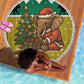 Gabon Christmas Beach Blanket Pixel Art Elephant Santa Christmas Tree and Flag - African Pride