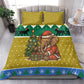 Gabon Christmas Bedding Set Pixel Art Elephant Santa Christmas Tree and Flag - African Pride