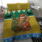 Gabon Christmas Bedding Set Pixel Art Elephant Santa Christmas Tree and Flag - African Pride