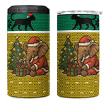 Gabon Christmas 4 in 1 Can Cooler Tumbler Pixel Art Elephant Santa Christmas Tree and Flag - African Pride