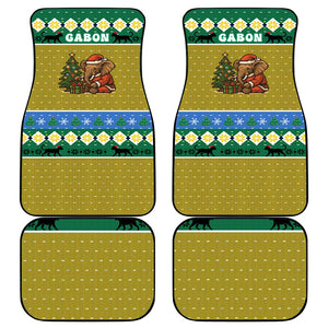 Gabon Christmas Car Mats Pixel Art Elephant Santa Christmas Tree and Flag - African Pride
