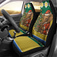 Gabon Christmas Car Seat Cover Pixel Art Elephant Santa Christmas Tree and Flag - African Pride