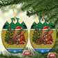 Gabon Christmas Ceramic Ornament Pixel Art Elephant Santa Christmas Tree and Flag - African Pride