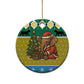 Gabon Christmas Ceramic Ornament Pixel Art Elephant Santa Christmas Tree and Flag - African Pride