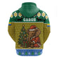 Gabon Christmas Hoodie Pixel Art Elephant Santa Christmas Tree and Flag - African Pride