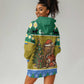 Gabon Christmas Hoodie Dress Pixel Art Elephant Santa Christmas Tree and Flag - African Pride
